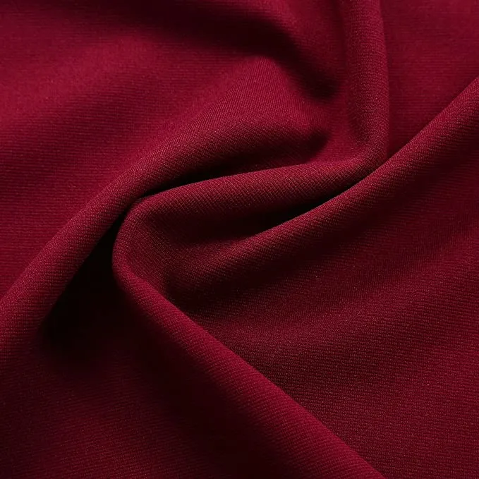 Burgundy Long Sleeve Women's V-Neck Work Business Bodycon Pencil Dress - MISSKY