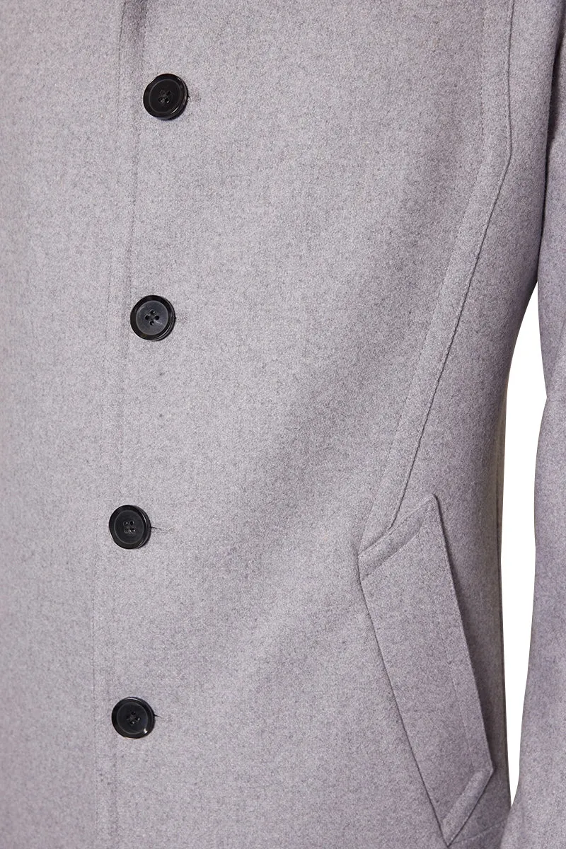 Hinkley High Neck Wool Blend Coat in Light Grey