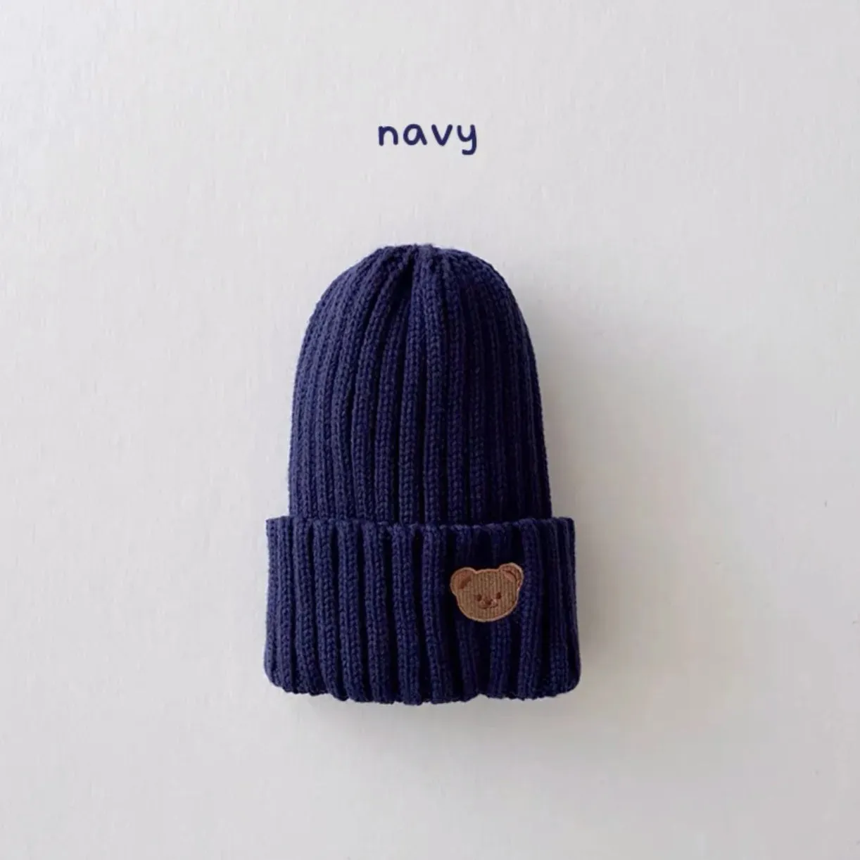 Knit Hat with Bear Head Embroidery Boys & Girls