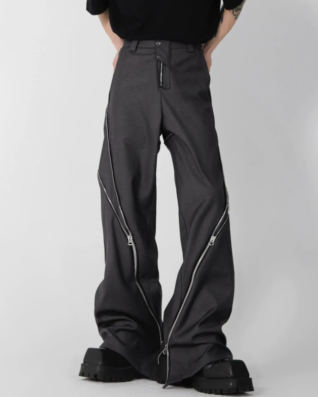 Korean Zipper Wide Pants CLE0006