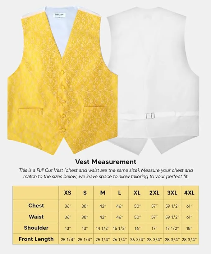 Vittorio Farina Men's Woven Paisley Vest, Necktie, Bow Tie and Pocket Square Set (White Back)